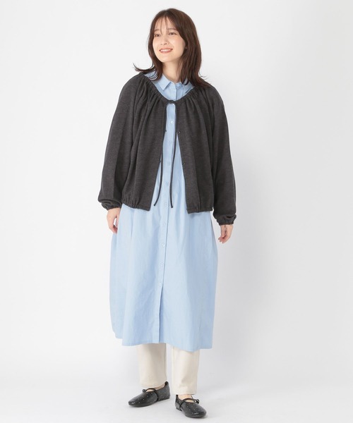 studio CLIP（スタディオクリップ）の「ダブルフロントリボンギャザーブラウス（Tシャツ/カットソー・レディース・グレー/チャコール/ブラウン・FREE）」の11枚目の写真