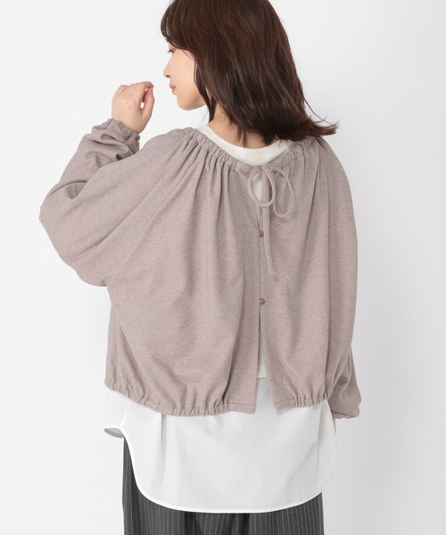 studio CLIP（スタディオクリップ）の「ダブルフロントリボンギャザーブラウス（Tシャツ/カットソー・レディース・グレー/チャコール/ブラウン・FREE）」の14枚目の写真