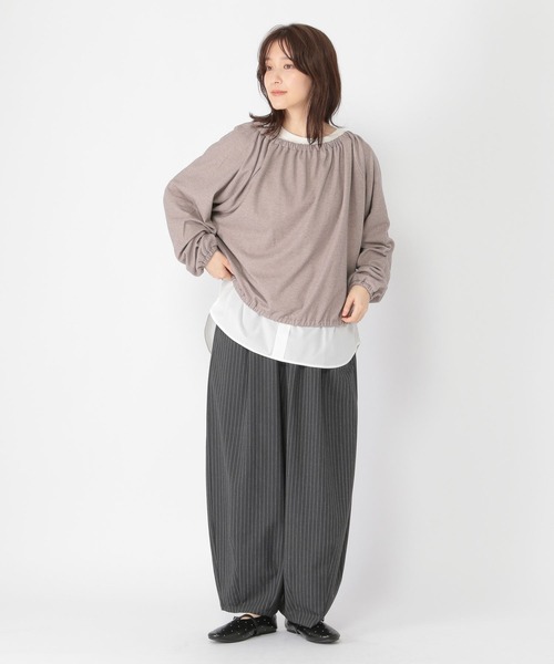 studio CLIP（スタディオクリップ）の「ダブルフロントリボンギャザーブラウス（Tシャツ/カットソー・レディース・グレー/チャコール/ブラウン・FREE）」の15枚目の写真