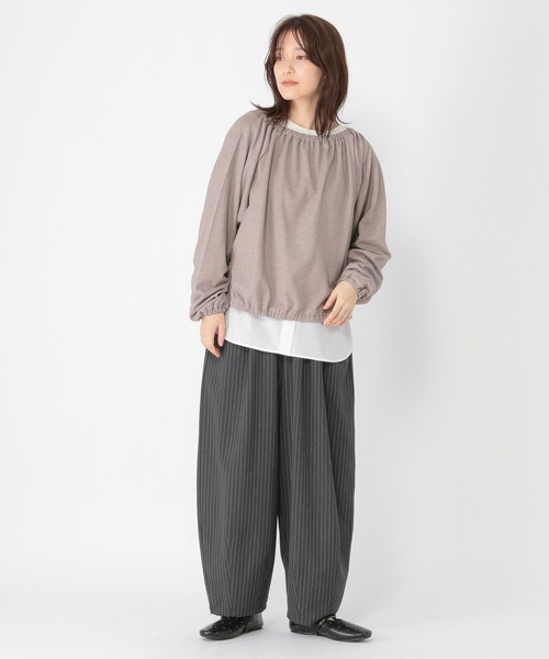 studio CLIP（スタディオクリップ）の「ダブルフロントリボンギャザーブラウス（Tシャツ/カットソー・レディース・グレー/チャコール/ブラウン・FREE）」の16枚目の写真