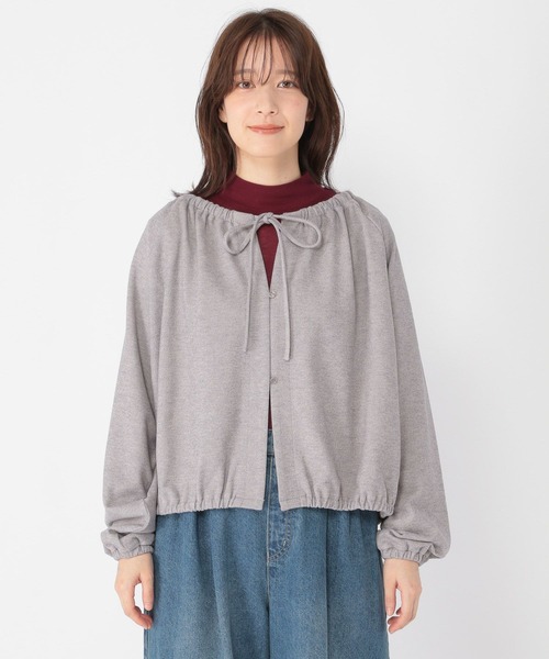 studio CLIP（スタディオクリップ）の「ダブルフロントリボンギャザーブラウス（Tシャツ/カットソー・レディース・グレー/チャコール/ブラウン・FREE）」の18枚目の写真