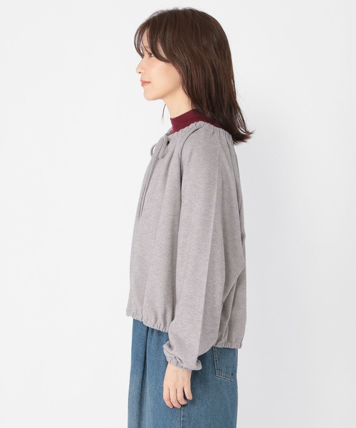 studio CLIP（スタディオクリップ）の「ダブルフロントリボンギャザーブラウス（Tシャツ/カットソー・レディース・グレー/チャコール/ブラウン・FREE）」の19枚目の写真