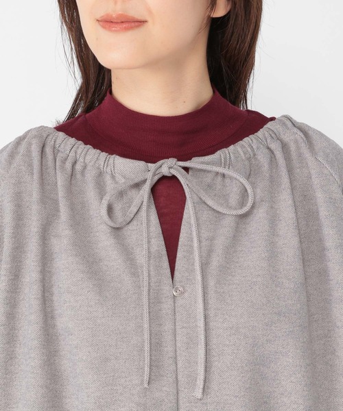 studio CLIP（スタディオクリップ）の「ダブルフロントリボンギャザーブラウス（Tシャツ/カットソー・レディース・グレー/チャコール/ブラウン・FREE）」の21枚目の写真