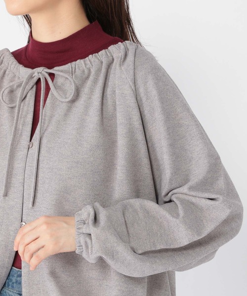 studio CLIP（スタディオクリップ）の「ダブルフロントリボンギャザーブラウス（Tシャツ/カットソー・レディース・グレー/チャコール/ブラウン・FREE）」の22枚目の写真