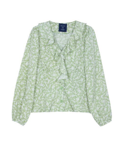 SALON DE YOHN(サロンドヨーン)の「Puff Shoulder Ruffle Blouse_Green(シャツ/ブラウス・レディース・その他・MEDIUM/SMALL)」の4枚目の写真