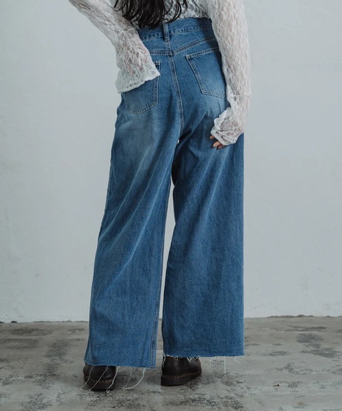 merrylatte（メリーラテ）の「front hook wide denim pants（デニムパンツ・レディース・ブルー/インディゴブルー・S/M）」の22枚目の写真