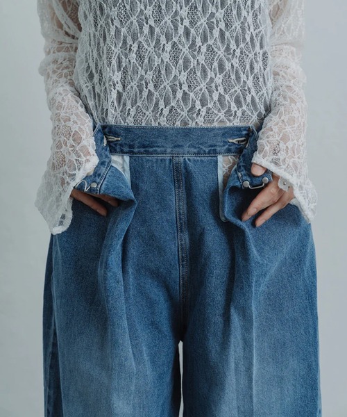 merrylatte（メリーラテ）の「front hook wide denim pants（デニムパンツ・レディース・ブルー/インディゴブルー・S/M）」の21枚目の写真