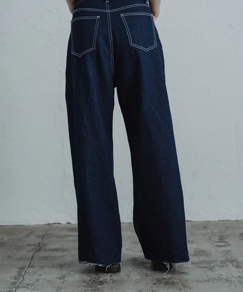 merrylatte（メリーラテ）の「front hook wide denim pants（デニムパンツ・レディース・ブルー/インディゴブルー・S/M）」の19枚目の写真