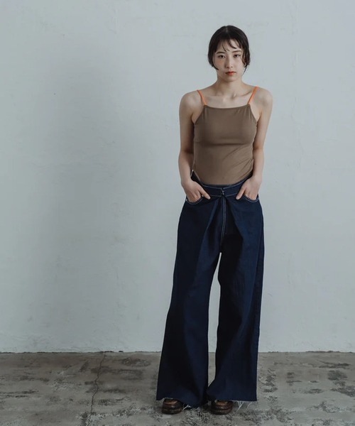 merrylatte（メリーラテ）の「front hook wide denim pants（デニムパンツ・レディース・ブルー/インディゴブルー・S/M）」の15枚目の写真