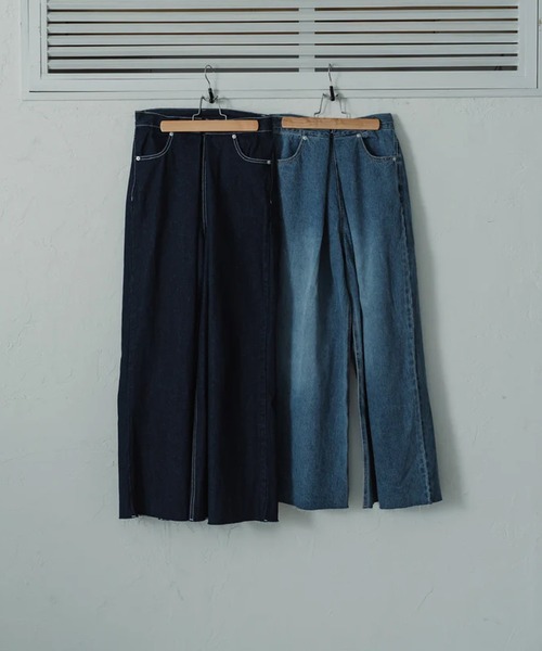 merrylatte（メリーラテ）の「front hook wide denim pants（デニムパンツ・レディース・ブルー/インディゴブルー・S/M）」の4枚目の写真