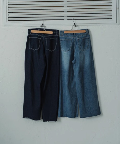 merrylatte（メリーラテ）の「front hook wide denim pants（デニムパンツ・レディース・ブルー/インディゴブルー・S/M）」の3枚目の写真