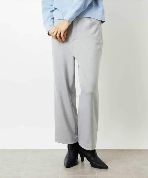 MICHEL KLEIN（ミッシェル・クラン）の「［定番人気］ストレッチ裏起毛ワイドパンツ（その他パンツ・レディース・ライトグレー/アイボリー/ブラック・38）」の3枚目の写真