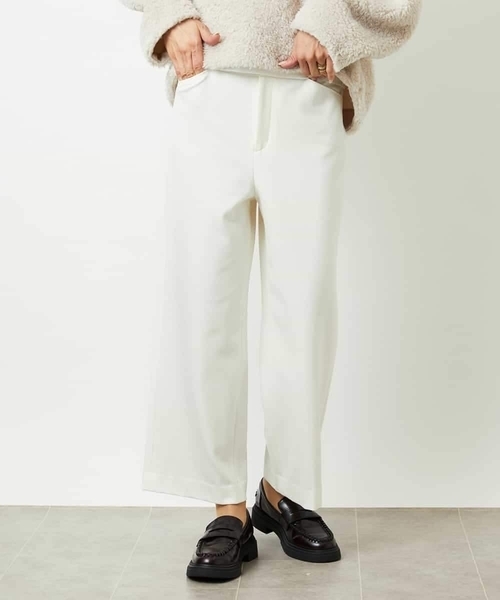MICHEL KLEIN（ミッシェル・クラン）の「［定番人気］ストレッチ裏起毛ワイドパンツ（その他パンツ・レディース・ライトグレー/アイボリー/ブラック・38）」の4枚目の写真