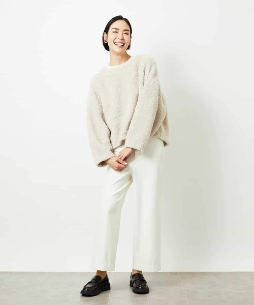 MICHEL KLEIN（ミッシェル・クラン）の「［定番人気］ストレッチ裏起毛ワイドパンツ（その他パンツ・レディース・ライトグレー/アイボリー/ブラック・38）」の6枚目の写真