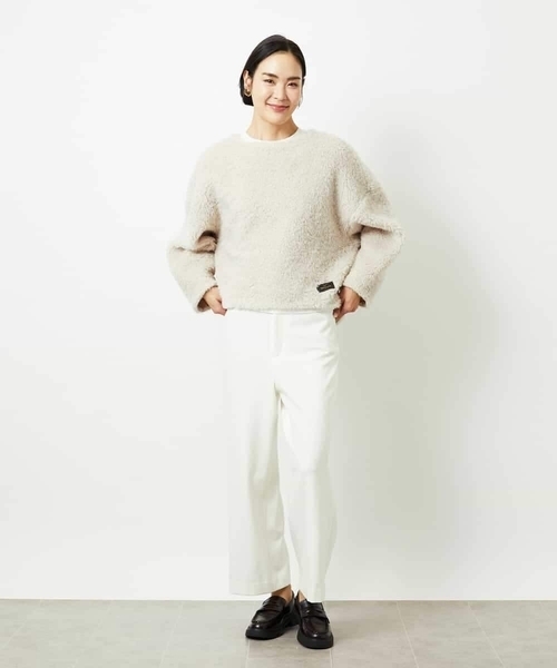 MICHEL KLEIN（ミッシェル・クラン）の「［定番人気］ストレッチ裏起毛ワイドパンツ（その他パンツ・レディース・ライトグレー/アイボリー/ブラック・38）」の7枚目の写真
