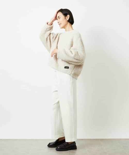 MICHEL KLEIN（ミッシェル・クラン）の「［定番人気］ストレッチ裏起毛ワイドパンツ（その他パンツ・レディース・ライトグレー/アイボリー/ブラック・38）」の8枚目の写真