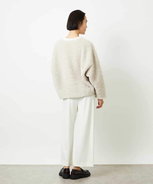 MICHEL KLEIN（ミッシェル・クラン）の「［定番人気］ストレッチ裏起毛ワイドパンツ（その他パンツ・レディース・ライトグレー/アイボリー/ブラック・38）」の9枚目の写真