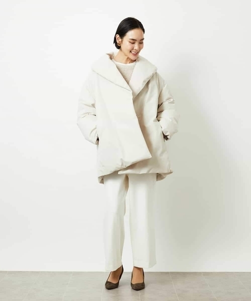 MICHEL KLEIN（ミッシェル・クラン）の「［定番人気］ストレッチ裏起毛ワイドパンツ（その他パンツ・レディース・ライトグレー/アイボリー/ブラック・38）」の10枚目の写真