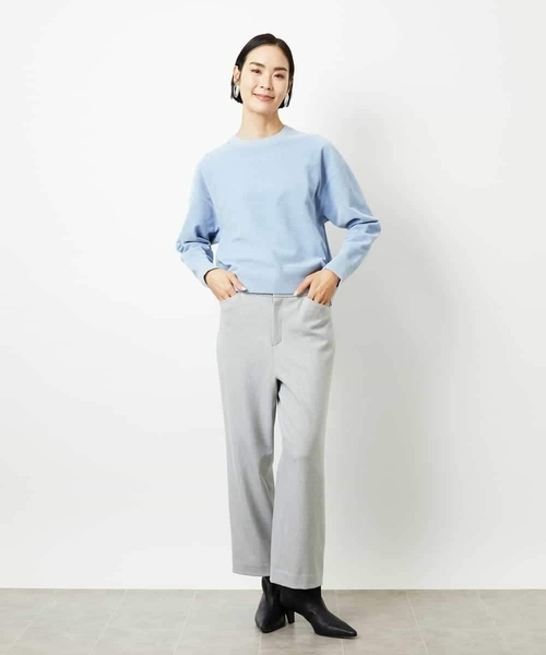 MICHEL KLEIN（ミッシェル・クラン）の「［定番人気］ストレッチ裏起毛ワイドパンツ（その他パンツ・レディース・ライトグレー/アイボリー/ブラック・38）」の13枚目の写真