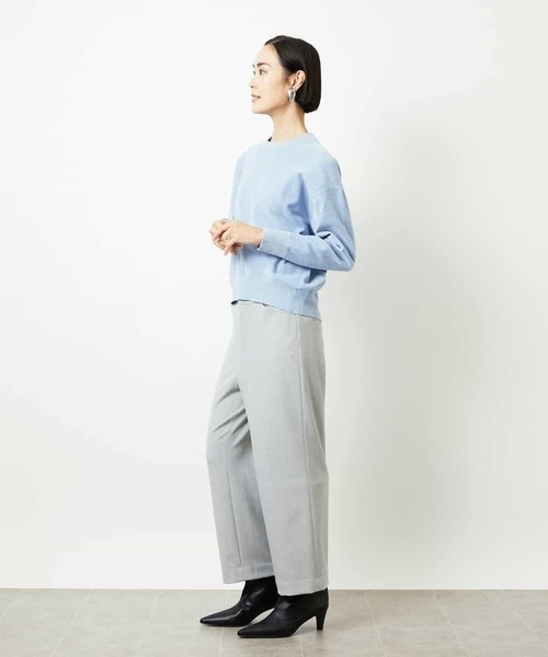 MICHEL KLEIN（ミッシェル・クラン）の「［定番人気］ストレッチ裏起毛ワイドパンツ（その他パンツ・レディース・ライトグレー/アイボリー/ブラック・38）」の14枚目の写真