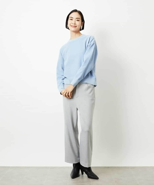 MICHEL KLEIN（ミッシェル・クラン）の「［定番人気］ストレッチ裏起毛ワイドパンツ（その他パンツ・レディース・ライトグレー/アイボリー/ブラック・38）」の15枚目の写真