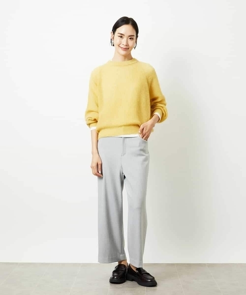 MICHEL KLEIN（ミッシェル・クラン）の「［定番人気］ストレッチ裏起毛ワイドパンツ（その他パンツ・レディース・ライトグレー/アイボリー/ブラック・38）」の16枚目の写真