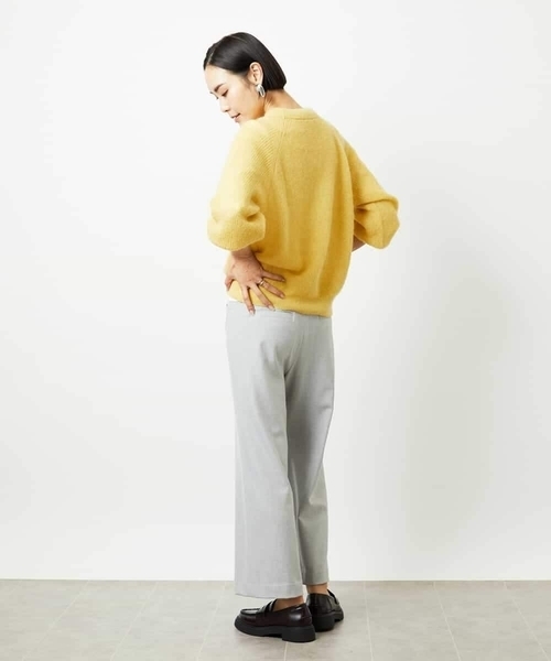 MICHEL KLEIN（ミッシェル・クラン）の「［定番人気］ストレッチ裏起毛ワイドパンツ（その他パンツ・レディース・ライトグレー/アイボリー/ブラック・38）」の18枚目の写真