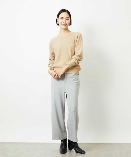 MICHEL KLEIN（ミッシェル・クラン）の「［定番人気］ストレッチ裏起毛ワイドパンツ（その他パンツ・レディース・ライトグレー/アイボリー/ブラック・38）」の20枚目の写真