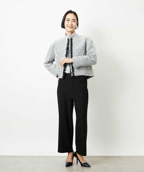 MICHEL KLEIN（ミッシェル・クラン）の「［定番人気］ストレッチ裏起毛ワイドパンツ（その他パンツ・レディース・ライトグレー/アイボリー/ブラック・38）」の21枚目の写真