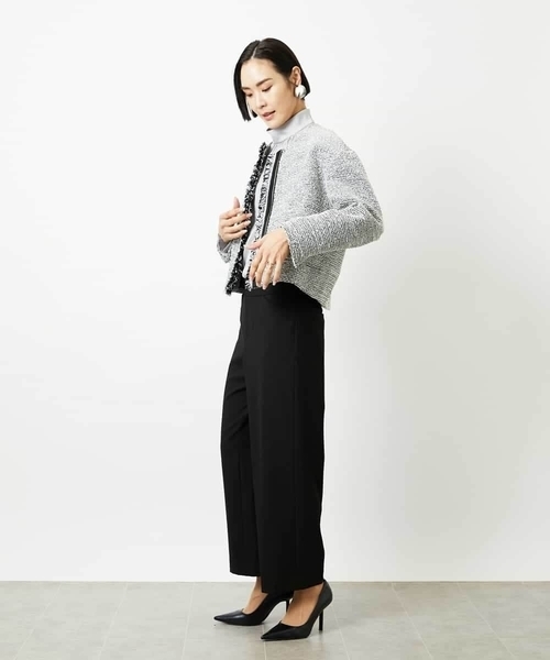 MICHEL KLEIN（ミッシェル・クラン）の「［定番人気］ストレッチ裏起毛ワイドパンツ（その他パンツ・レディース・ライトグレー/アイボリー/ブラック・38）」の22枚目の写真