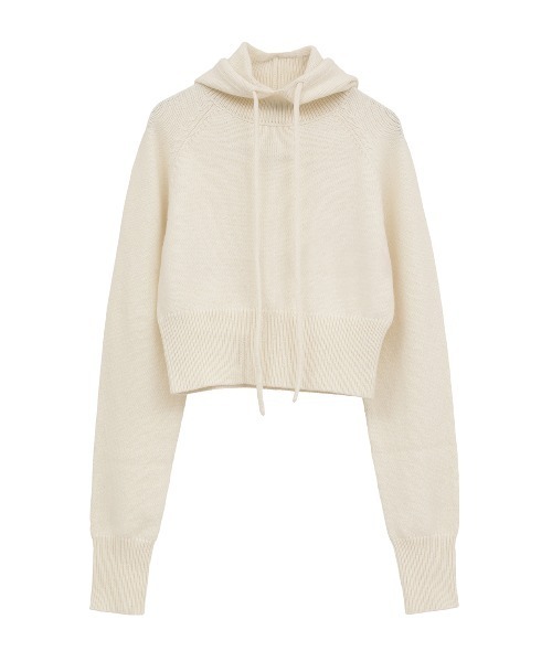 CLANE（クラネ）の「SHORT KNIT HOODIE（ニット/セーター・レディース・アイボリー/カーキ・1/2）」の14枚目の写真