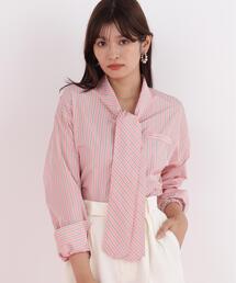 PINKY&DIANNE（ピンキーアンドダイアン）の「◆ストライプタイネックシャツ（シャツ/ブラウス）」