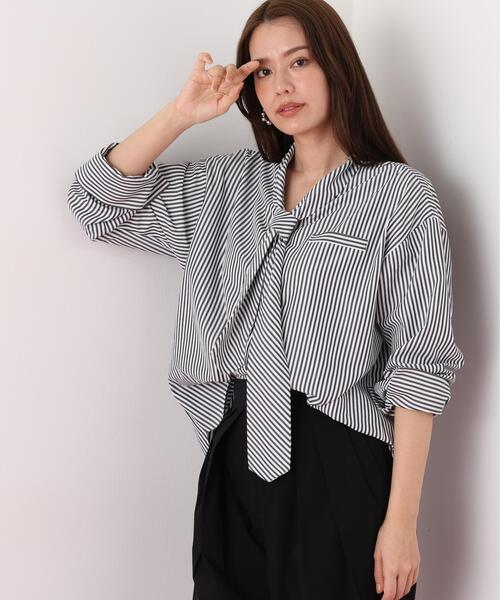 PINKY&DIANNE(ピンキーアンドダイアン)の「◆ストライプタイネックシャツ(シャツ/ブラウス・レディース・ブラック系その他/ピンク系その他・38)」の13枚目の写真
