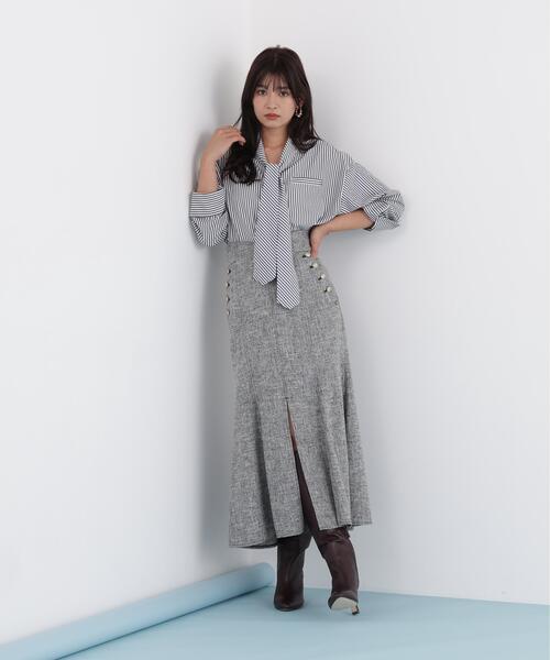PINKY&DIANNE(ピンキーアンドダイアン)の「◆ストライプタイネックシャツ(シャツ/ブラウス・レディース・ブラック系その他/ピンク系その他・38)」の18枚目の写真