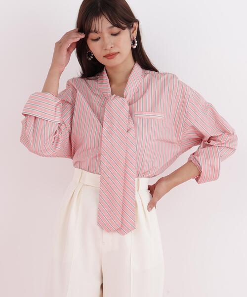 PINKY&DIANNE(ピンキーアンドダイアン)の「◆ストライプタイネックシャツ(シャツ/ブラウス・レディース・ブラック系その他/ピンク系その他・38)」の22枚目の写真