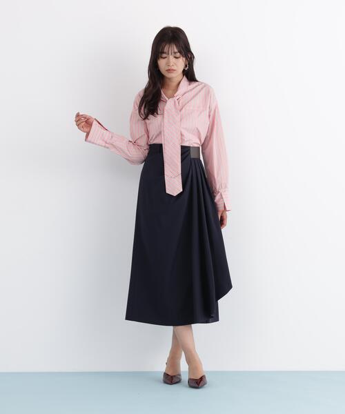 PINKY&DIANNE(ピンキーアンドダイアン)の「◆ストライプタイネックシャツ(シャツ/ブラウス・レディース・ブラック系その他/ピンク系その他・38)」の3枚目の写真