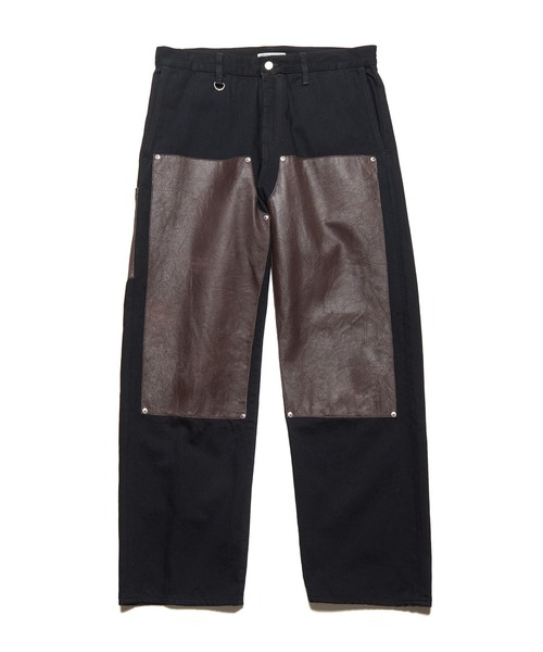 uniform experiment(ユニフォームエクスペリメント)の「LEATHER DOUBLE KNEE DENIM PAINTER PANTS(デニムパンツ・メンズ・ブラック/インディゴブルー・2/1/4/3/5)」の2枚目の写真