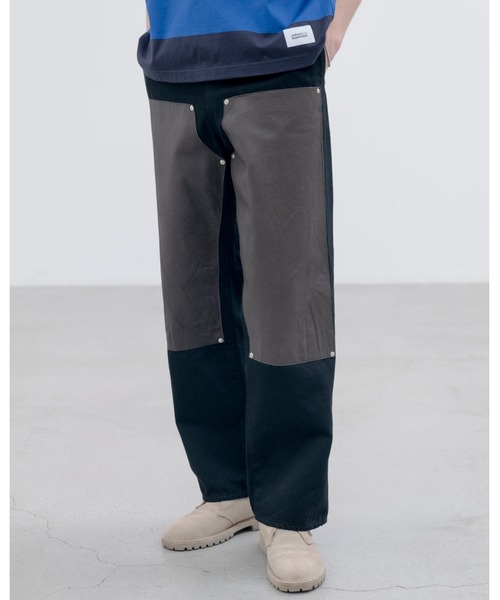 uniform experiment(ユニフォームエクスペリメント)の「LEATHER DOUBLE KNEE DENIM PAINTER PANTS(デニムパンツ・メンズ・ブラック/インディゴブルー・2/1/4/3/5)」の3枚目の写真