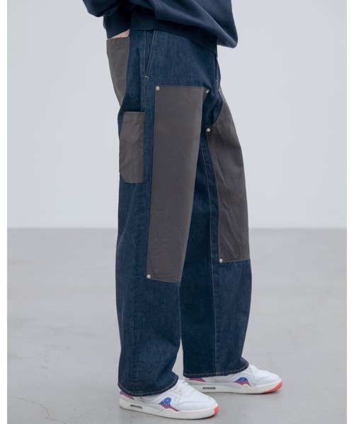 uniform experiment(ユニフォームエクスペリメント)の「LEATHER DOUBLE KNEE DENIM PAINTER PANTS(デニムパンツ・メンズ・ブラック/インディゴブルー・2/1/4/3/5)」の7枚目の写真
