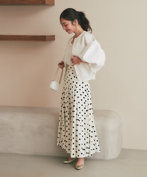 La boutique BonBon（ラブティックボンボン）の「【再販決定！・3サイズ展開あり】ドットマチフレアスカート（スカート・レディース・ネイビー/オフホワイト・36/PS/38）」の13枚目の写真
