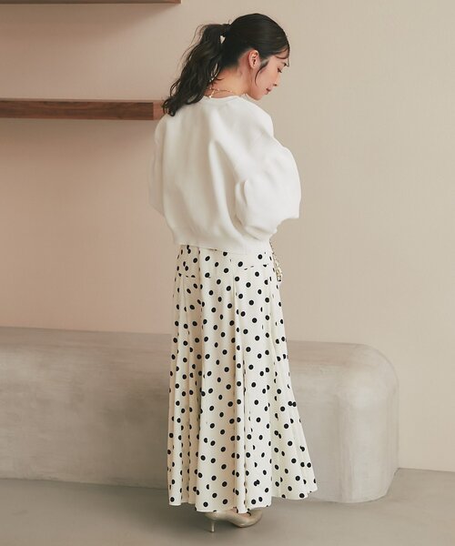 La boutique BonBon（ラブティックボンボン）の「【再販決定！・3サイズ展開あり】ドットマチフレアスカート（スカート・レディース・ネイビー/オフホワイト・36/PS/38）」の14枚目の写真