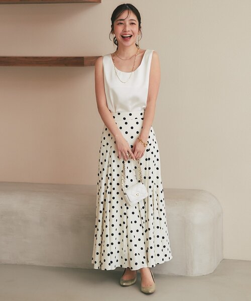 La boutique BonBon（ラブティックボンボン）の「【再販決定！・3サイズ展開あり】ドットマチフレアスカート（スカート・レディース・ネイビー/オフホワイト・36/PS/38）」の15枚目の写真