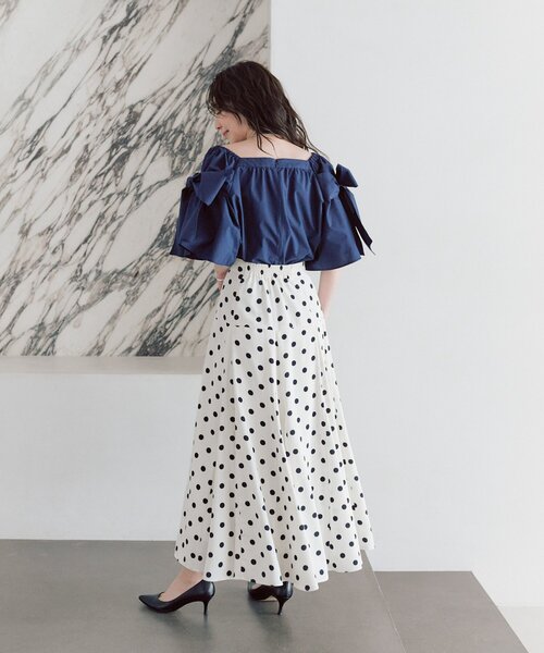 La boutique BonBon（ラブティックボンボン）の「【再販決定！・3サイズ展開あり】ドットマチフレアスカート（スカート・レディース・ネイビー/オフホワイト・36/PS/38）」の20枚目の写真