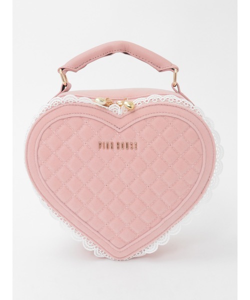 PINK HOUSE(ピンクハウス)の「ハート型ベロアバッグ(ハンドバッグ・レディース・ブラック/ピンク/レッド・フリー)」の3枚目の写真