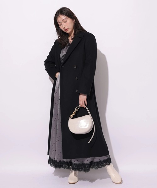 Mystrada（マイストラーダ）の「ドット×レースサテンワンピース（ワンピース・レディース・チャコールグレー/ベージュ系その他・38/36）」の15枚目の写真