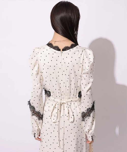 Mystrada（マイストラーダ）の「ドット×レースサテンワンピース（ワンピース・レディース・チャコールグレー/ベージュ系その他・38/36）」の21枚目の写真