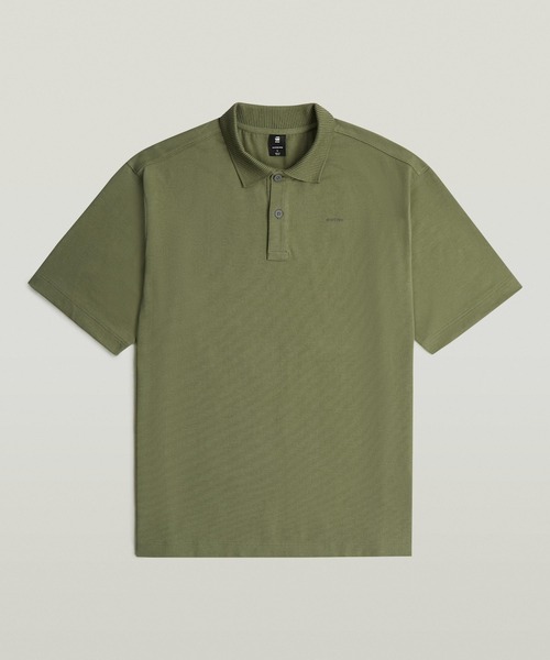 G-STAR（ジースター）の「Loose Polo/ガーメントウォッシュワンポイントオーバーサイズルーズポロシャツ（ポロシャツ・メンズ・カーキ/ダークブラック・SMALL/MEDIUM/LARGE/X-SMALL/X-LARGE）」の4枚目の写真