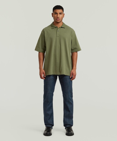 G-STAR（ジースター）の「Loose Polo/ガーメントウォッシュワンポイントオーバーサイズルーズポロシャツ（ポロシャツ・メンズ・カーキ/ダークブラック・SMALL/MEDIUM/LARGE/X-SMALL/X-LARGE）」の6枚目の写真