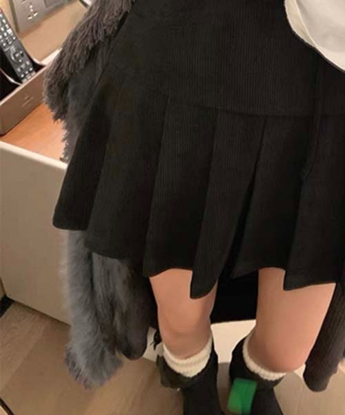 gossip！ロサンゼルス（ゴシップロサンゼルス）の「プリーツスカート コーデュロイミニ丈スカート（スカート・レディース・ブラウン/ブラック・M/S）」の5枚目の写真