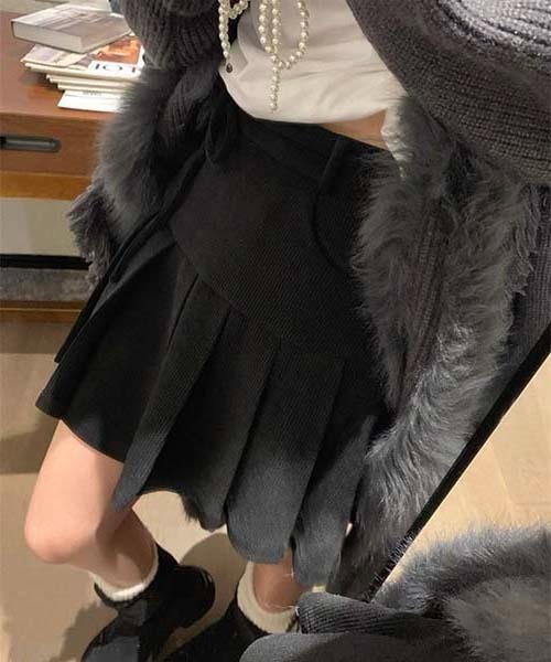 gossip！ロサンゼルス（ゴシップロサンゼルス）の「プリーツスカート コーデュロイミニ丈スカート（スカート・レディース・ブラウン/ブラック・M/S）」の7枚目の写真